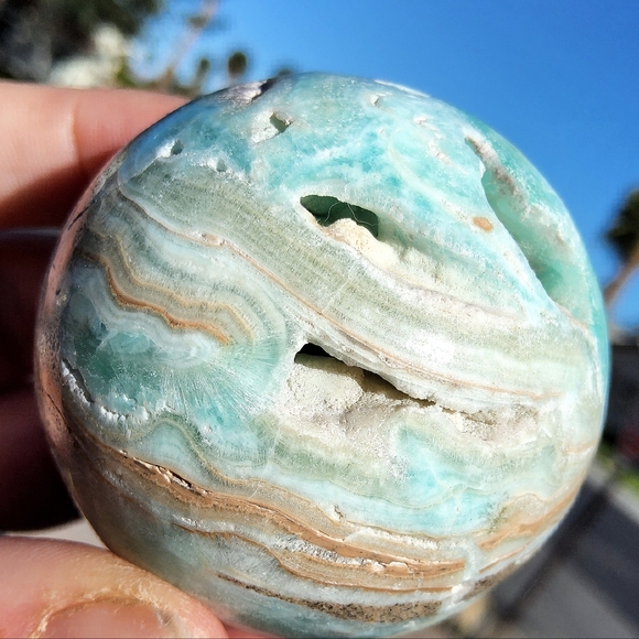 Calming Blue Aragonite Sphere with Lots of Druzy - Picture 7 of 16